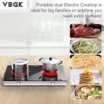 VBGK Electric Cooktop,110V 2400W Electric Stove Top with Knob Control,9 Power Levels, Kids Lock & Timer,LED touch control,Overheat Protection Electric stove,24 Inch desktop 2 burner