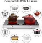 VBGK Electric Cooktop,110V 2400W Electric Stove Top with Knob Control,9 Power Levels, Kids Lock & Timer,LED touch control,Overheat Protection Electric stove,24 Inch desktop 2 burner