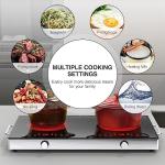 VBGK Electric Cooktop,110V 2400W Electric Stove Top with Knob Control,9 Power Levels, Kids Lock & Timer,LED touch control,Overheat Protection Electric stove,24 Inch desktop 2 burner