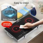 VBGK Electric Cooktop,110V 2400W Electric Stove Top with Knob Control,9 Power Levels, Kids Lock & Timer,LED touch control,Overheat Protection Electric stove,24 Inch desktop 2 burner