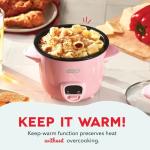 DASH Mini Rice Cooker Steamer with Removable Nonstick Pot, Keep Warm Function & Recipe Guide, Half Quart, for Soups, Stews, Grains & Oatmeal - Pink