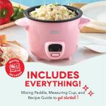 DASH Mini Rice Cooker Steamer with Removable Nonstick Pot, Keep Warm Function & Recipe Guide, Half Quart, for Soups, Stews, Grains & Oatmeal - Pink