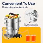 VIVOHOME Stainless Steel Steam Jucier Extractor Fruit Vegetables Juicer Steamer Pot 11 Qt with Tempered Glass Lid, 2 Hose, Clamp, Loop Handles