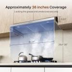 FIREGAS 36 Inch Under Cabinet Range Hood, Ducted/Ductless Convertible Kitchen Vent Hood with 3-Speed Exhaust Fan, 300 CFM, LED Lights, Stainless Steel Stove Hood for Kitchen