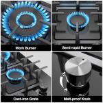 Nafewin 2 Burner Gas Stove Propane Cooktop, Tempered Glass Gas Cooktop 12 inch Stainless Steel Gas Burner with Thermocouple Protection, Lpg/Ng Dual Fuel Built-in Gas Stove Top for Apartments, Rvs