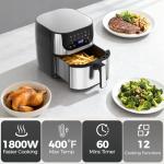OLIXIS 8.5Qt Air Fryer, 12-In-1 Large Air Fryer for Family, 400°F Rapid Air Crispy Technology, Roast Bake Dehydrate Reheat, Nonstick & Easy-Clean Basket, 1800W, Silver