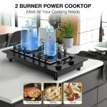 Nafewin 2 Burner Gas Stove Propane Cooktop, Tempered Glass Gas Cooktop 12 inch Stainless Steel Gas Burner with Thermocouple Protection, Lpg/Ng Dual Fuel Built-in Gas Stove Top for Apartments, Rvs