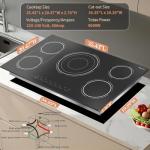 Disaenvir 36 Inch Electric Cooktop - 5 Burner Electric Stove Top Powerful 9600W, 36 Inches Built-in(34.25"x19.3") Ceramic Stove with Large 3900W Flexible Zone, Timer, Safety Lock, 220V Hard Wired
