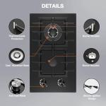 Nafewin 2 Burner Gas Stove Propane Cooktop, Tempered Glass Gas Cooktop 12 inch Stainless Steel Gas Burner with Thermocouple Protection, Lpg/Ng Dual Fuel Built-in Gas Stove Top for Apartments, Rvs