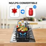 Nafewin 2 Burner Gas Stove Propane Cooktop, Tempered Glass Gas Cooktop 12 inch Stainless Steel Gas Burner with Thermocouple Protection, Lpg/Ng Dual Fuel Built-in Gas Stove Top for Apartments, Rvs