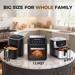 OLIXIS 8.5Qt Air Fryer, 12-In-1 Large Air Fryer for Family, 400°F Rapid Air Crispy Technology, Roast Bake Dehydrate Reheat, Nonstick & Easy-Clean Basket, 1800W, Silver