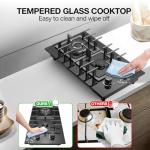 Nafewin 2 Burner Gas Stove Propane Cooktop, Tempered Glass Gas Cooktop 12 inch Stainless Steel Gas Burner with Thermocouple Protection, Lpg/Ng Dual Fuel Built-in Gas Stove Top for Apartments, Rvs