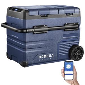 BODEGACOOLER 12V Portable Refrigerator,48 Quart(45L) Car Fridge,RV Car Refrigerator,Portable Fridge Freezer, -4℉-68 Cooler APP Control 12/24V DC and 100-240V AC for Car,Travel(2 Doors)