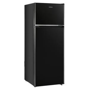 Upstreman 7.7 Cu.Ft. Refrigerator with Freezer, Double Door Fridge, Adjustable Thermostat, Large Capacity, Reversible Door Swing, Refrigerator for Apartment, Office, Dorm, Black（BD75）