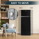 Upstreman 7.7 Cu.Ft. Refrigerator with Freezer, Double Door Fridge, Adjustable Thermostat, Large Capacity, Reversible Door Swing, Refrigerator for Apartment, Office, Dorm, Black（BD75）