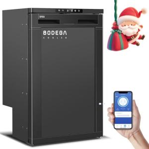 BODEGACOOLER 12 Volt Refrigerator, 83L RV Refrigerator APP Control, RV Fridge and Freezer, Travel Compressor Cooler with Lock, (-4℉-46℉) Car Fridge for Truck, RV, Camping, Boat -12/24V DC, Black