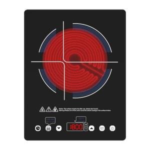 Electric Cooktop 110v,Single Burner Electric Stove Infrared Cooktop Hot Plate 1800W,4-Hour Setting,Black Crystal Glass Surface Compatible for All Cookware