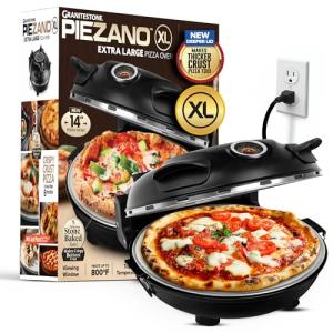 PIEZANO 14 Inch Extra Large Crispy Crust Pizza Oven by Granitestone – Family Sized Electric Pizza Oven Indoor Countertop Maker with Stone Heats up to 800˚F for Stone Baked Pizzeria Style at Home