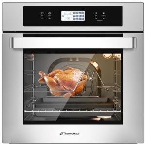 24" Electric Wall Oven, ThermoMate 2.6 Cu.Ft. Built-in Wall Oven with 12 Functions, 3100W Convection Ovens, Sensor Touch Control, Safety Lock, Stainless Steel, ETL Certified,