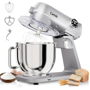 8.45 QT All Metal Stand Mixer,10 Speed Large Capacity Kitchen Mixer with Digital Timer & Tilt-Head, Electric Mixer with Whisk Dough Hook Mixing Beater for Baking,Cakes,Cookie,Bread,Salad(Silver)