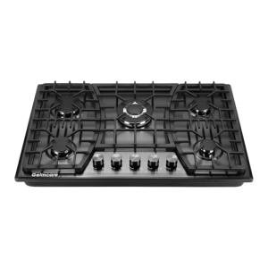 GELINCARE Gas Cooktop 30 Inch, 5 Burner Stove top, Built-in Propane/Natural Gas Convertible Hob, Stainless Steel Countertop Built-in with Thermocouple Protection, Black