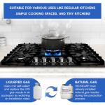 GELINCARE Gas Cooktop 30 Inch, 5 Burner Stove top, Built-in Propane/Natural Gas Convertible Hob, Stainless Steel Countertop Built-in with Thermocouple Protection, Black