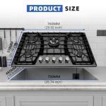 GELINCARE Gas Cooktop 30 Inch, 5 Burner Stove top, Built-in Propane/Natural Gas Convertible Hob, Stainless Steel Countertop Built-in with Thermocouple Protection, Black