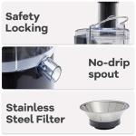 OLIXIS 480W Juicer Machines, Centrifugal Juicer Extractor with 2.6" Feed Chute for Vegetables and Fruits, 15000 RPM Max, BPA-Free, Easy to Clean, Black