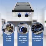 RecPro RV Built In Gas Cooktop | 2 Burner or 3 Burner | RV Cooktop Stove | 6,500 and 8,000 BTU Burners | Cover Included (Stainless Steel, 2-Burner)