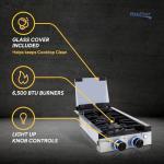 RecPro RV Built In Gas Cooktop | 2 Burner or 3 Burner | RV Cooktop Stove | 6,500 and 8,000 BTU Burners | Cover Included (Stainless Steel, 2-Burner)