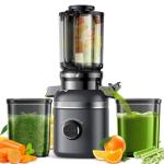 Cold Press Masticating Juicer Machines with Built-in Blades for Slicing Whole Fruits & Vegetables, 4.35" Large Feeding Chute, Quiet & Easy to Clean, 99% High Juice Yield