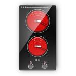 VBGK Electric Cooktop,110V 2100W Electric Stove Top with Knob Control, 9 Power Levels, Kids Lock & Timer, Hot Surface Indicator, Overheat Protection,12 Inch Built-in Radiant Double induction cooktop