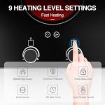 VBGK Electric Cooktop,110V 2100W Electric Stove Top with Knob Control, 9 Power Levels, Kids Lock & Timer, Hot Surface Indicator, Overheat Protection,12 Inch Built-in Radiant Double induction cooktop