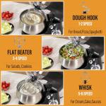 Lifecreek 6-in-1 Multifunctional Stand Mixer, 5.3Qt 660W, 6-Speed Tilt-head, Electric Kitchen Mixer with Stainless Steel Bowl,Meat Grinder, Juice Blender (Black)