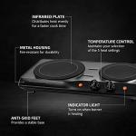 OVENTE Countertop Infrared Double Burner, 1700W Electric Hot Plate and Portable Stove with 7.75" and 6.75" Ceramic Glass Cooktop, 5 Level Temperature Setting and Easy to Clean Base, Black BGI102B