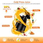 Cold Press Juicer Machine, Slow Masticating Juicer with 96% Yield, Wide Chute for Whole Fruits, Ultra Quiet (<60dB) for Leafy Greens & Celery (Silvery)