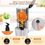 Cold Press Juicer Machine, Slow Masticating Juicer with 96% Yield, Wide Chute for Whole Fruits, Ultra Quiet (<60dB) for Leafy Greens & Celery (Silvery)