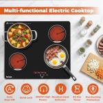 TOPWISH 24 Inch Electric Cooktop 4 Burners, Drop-in Ceramic Cooktop, 6000W Radiant Electric Stove Top with Touch Control, Safety Lock, Timer, 220-240v, Hard Wired