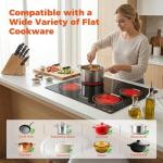 TOPWISH 24 Inch Electric Cooktop 4 Burners, Drop-in Ceramic Cooktop, 6000W Radiant Electric Stove Top with Touch Control, Safety Lock, Timer, 220-240v, Hard Wired