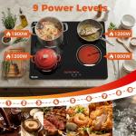 TOPWISH 24 Inch Electric Cooktop 4 Burners, Drop-in Ceramic Cooktop, 6000W Radiant Electric Stove Top with Touch Control, Safety Lock, Timer, 220-240v, Hard Wired