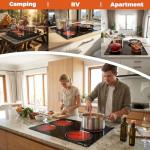 TOPWISH 24 Inch Electric Cooktop 4 Burners, Drop-in Ceramic Cooktop, 6000W Radiant Electric Stove Top with Touch Control, Safety Lock, Timer, 220-240v, Hard Wired