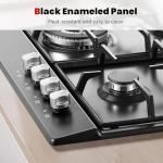 Gas Stove Top 24 inch Eascookchef, 24 inch Gas Cooktop 4 Burner, Gas Stove Top NG/LPG Convertible, Black Tempered Glass Propane Cooktop with Thermocouple Protection, Bulit-in Gas Hob