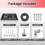 Gas Stove Top 24 inch Eascookchef, 24 inch Gas Cooktop 4 Burner, Gas Stove Top NG/LPG Convertible, Black Tempered Glass Propane Cooktop with Thermocouple Protection, Bulit-in Gas Hob