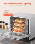 VEVOR Commercial Convection Oven, 66L/60Qt, Half-Size Conventional Oven Countertop, 1800W 4-Tier Toaster w/Front Glass Door, w/Trays Wire Racks Clip Gloves, 120V
