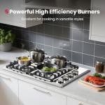 GASLAND 30 Inch Gas Cooktop with 4 Burners PRO GH2304SS,NG/LPG Convertible Natural Gas Propane Cooktops, Auto Ignition, Thermocouple Protection