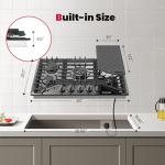 GASLAND 30 Inch Gas Cooktop with Griddle Black, PRO GH3305EF Gas Stovetop with 5 Burners, Reversible Cast Iron Grill/Griddle, Plug-in, NG/LPG Convertible, 120V Black, CSA Certified