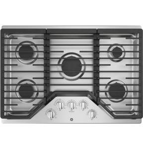 GE JGP5030SLSS 30 Inch Gas Cooktop with Power Boil, Simmer, Continuous Grates, 5 Sealed Burners and ADA Compliant
