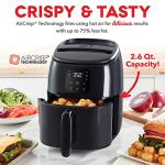 DASH Tasti-Crisp™ Electric Air Fryer Oven, 2.6 Qt., Black – Compact Air Fryer for Healthier Food in Minutes, Ideal for Small Spaces - Auto Shut Off, Digital, 1000-Watt