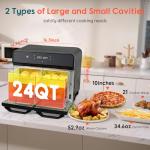 24Qt Dual Zone Air Fryer Oven with Rotisserie, Large Double Air Fryers Mini Oven Digital 1800W 10 in 1 Airfryer Countertop Convection Oven Electric and Grill, Stainless Steel Inner, 360° Even Heating