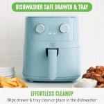 GreenLife 4.5QT Mechanical Air Fryer, PFAS-Free Ceramic Nonstick Crisper Drawer, Adjustable Temperature Timer Dial, LED Indicator, Holiday Gifting, Dishwasher Safe, Kitchen Essential, Blue Haze